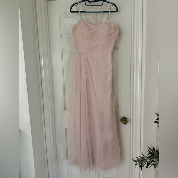 Blush pink Monique Lhuillier tulle bridesmaid dress - Picture 5 of 15